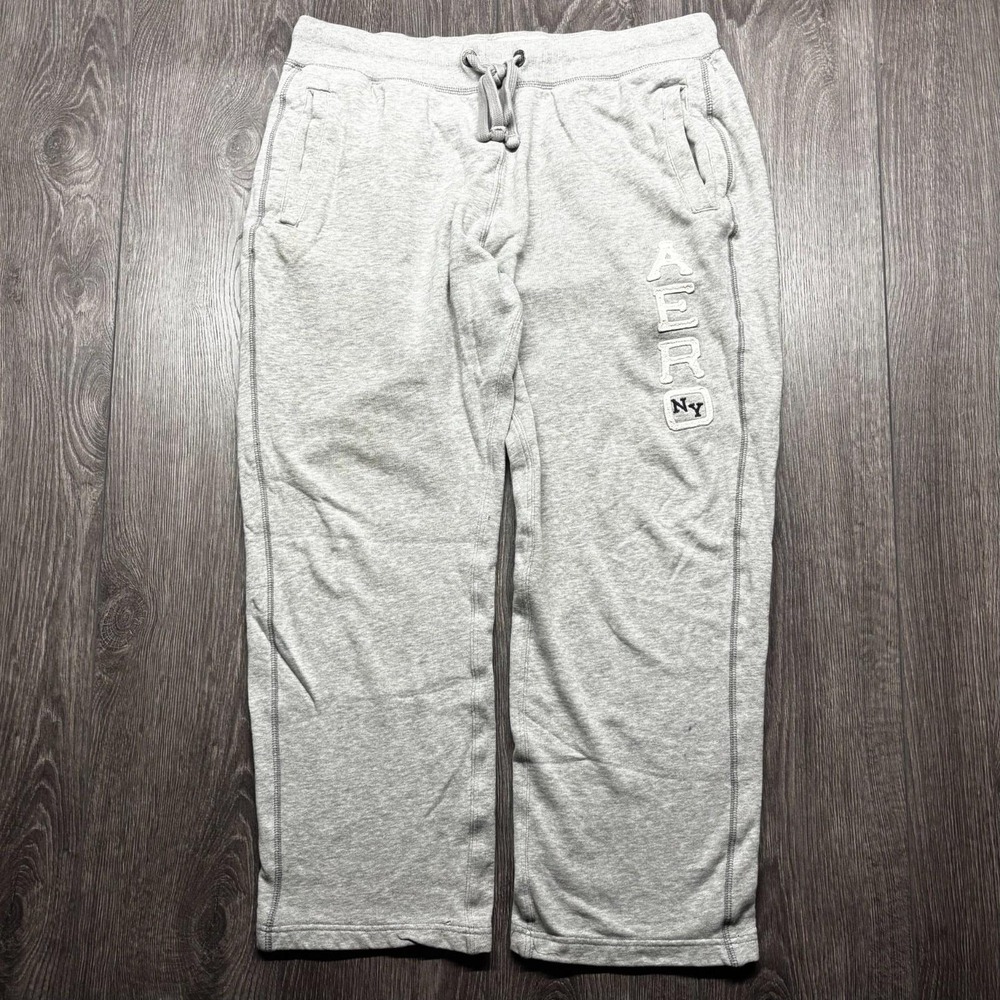 Aeropostale Aero Womens  Gray Wide Leg Sweat Pants Large Y2k Vintage